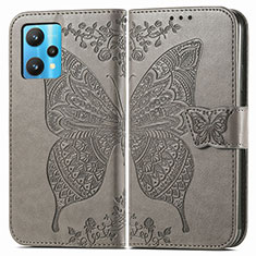 Coque Portefeuille Papillon Livre Cuir Etui Clapet pour Realme 9 4G Gris