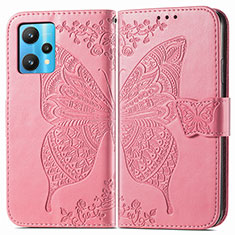 Coque Portefeuille Papillon Livre Cuir Etui Clapet pour Realme 9 4G Rose Rouge