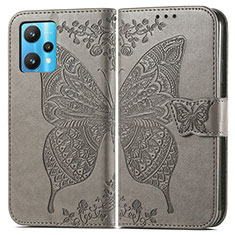 Coque Portefeuille Papillon Livre Cuir Etui Clapet pour Realme 9 5G Gris