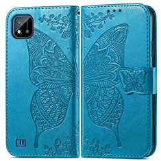 Coque Portefeuille Papillon Livre Cuir Etui Clapet pour Realme C11 (2021) Bleu