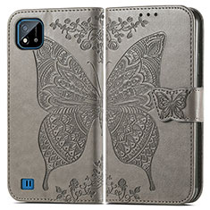 Coque Portefeuille Papillon Livre Cuir Etui Clapet pour Realme C11 (2021) Gris