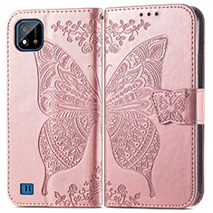 Coque Portefeuille Papillon Livre Cuir Etui Clapet pour Realme C11 (2021) Or Rose