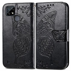 Coque Portefeuille Papillon Livre Cuir Etui Clapet pour Realme C21 Noir