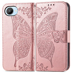 Coque Portefeuille Papillon Livre Cuir Etui Clapet pour Realme C30s Or Rose