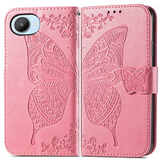 Coque Portefeuille Papillon Livre Cuir Etui Clapet pour Realme C30s Rose Rouge