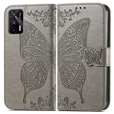 Coque Portefeuille Papillon Livre Cuir Etui Clapet pour Realme GT 5G Gris