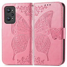 Coque Portefeuille Papillon Livre Cuir Etui Clapet pour Realme GT Neo 3T 5G Rose Rouge