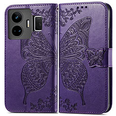 Coque Portefeuille Papillon Livre Cuir Etui Clapet pour Realme GT Neo6 5G Violet