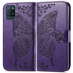 Coque Portefeuille Papillon Livre Cuir Etui Clapet pour Realme V11s 5G Violet