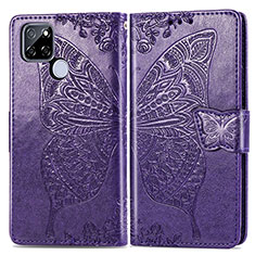 Coque Portefeuille Papillon Livre Cuir Etui Clapet pour Realme V3 5G Violet