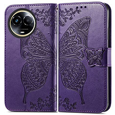 Coque Portefeuille Papillon Livre Cuir Etui Clapet pour Realme V50 5G Violet