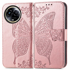 Coque Portefeuille Papillon Livre Cuir Etui Clapet pour Realme V50s 5G Or Rose