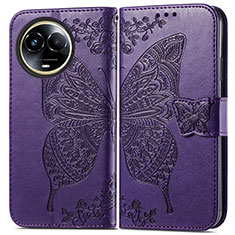 Coque Portefeuille Papillon Livre Cuir Etui Clapet pour Realme V50s 5G Violet