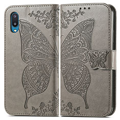 Coque Portefeuille Papillon Livre Cuir Etui Clapet pour Samsung Galaxy A02 Gris