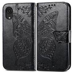 Coque Portefeuille Papillon Livre Cuir Etui Clapet pour Samsung Galaxy A03 Core Noir