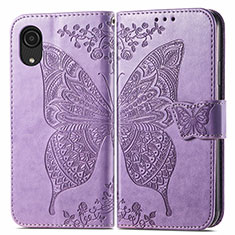 Coque Portefeuille Papillon Livre Cuir Etui Clapet pour Samsung Galaxy A03 Core Violet Clair