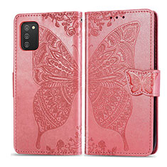 Coque Portefeuille Papillon Livre Cuir Etui Clapet pour Samsung Galaxy A03s Rose Rouge