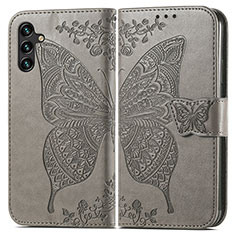 Coque Portefeuille Papillon Livre Cuir Etui Clapet pour Samsung Galaxy A04s Gris