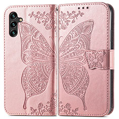 Coque Portefeuille Papillon Livre Cuir Etui Clapet pour Samsung Galaxy A04s Rose