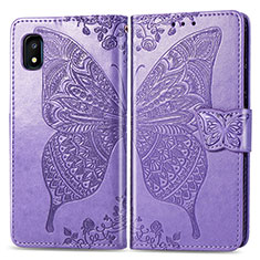 Coque Portefeuille Papillon Livre Cuir Etui Clapet pour Samsung Galaxy A10e Violet Clair