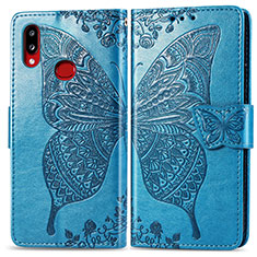 Coque Portefeuille Papillon Livre Cuir Etui Clapet pour Samsung Galaxy A10s Bleu