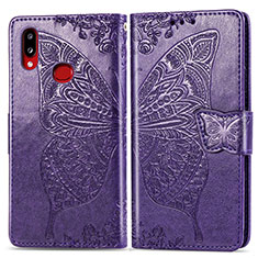Coque Portefeuille Papillon Livre Cuir Etui Clapet pour Samsung Galaxy A10s Violet