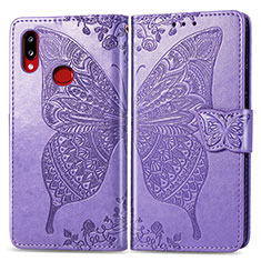 Coque Portefeuille Papillon Livre Cuir Etui Clapet pour Samsung Galaxy A10s Violet Clair