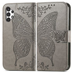 Coque Portefeuille Papillon Livre Cuir Etui Clapet pour Samsung Galaxy A13 4G Gris