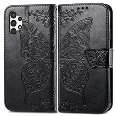 Coque Portefeuille Papillon Livre Cuir Etui Clapet pour Samsung Galaxy A13 4G Noir