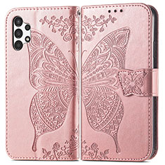 Coque Portefeuille Papillon Livre Cuir Etui Clapet pour Samsung Galaxy A13 4G Rose