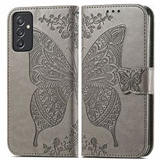 Coque Portefeuille Papillon Livre Cuir Etui Clapet pour Samsung Galaxy A15 4G Gris