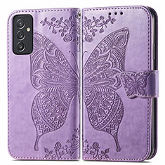 Coque Portefeuille Papillon Livre Cuir Etui Clapet pour Samsung Galaxy A15 4G Violet Clair