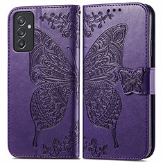 Coque Portefeuille Papillon Livre Cuir Etui Clapet pour Samsung Galaxy A15 5G Violet