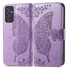 Coque Portefeuille Papillon Livre Cuir Etui Clapet pour Samsung Galaxy A15 5G Violet Clair