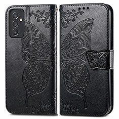 Coque Portefeuille Papillon Livre Cuir Etui Clapet pour Samsung Galaxy A15 LTE Noir