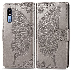 Coque Portefeuille Papillon Livre Cuir Etui Clapet pour Samsung Galaxy A2 Core A260F A260G Gris