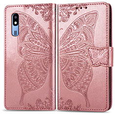 Coque Portefeuille Papillon Livre Cuir Etui Clapet pour Samsung Galaxy A2 Core A260F A260G Rose