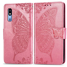 Coque Portefeuille Papillon Livre Cuir Etui Clapet pour Samsung Galaxy A2 Core A260F A260G Rose Rouge