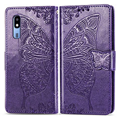 Coque Portefeuille Papillon Livre Cuir Etui Clapet pour Samsung Galaxy A2 Core A260F A260G Violet