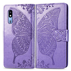 Coque Portefeuille Papillon Livre Cuir Etui Clapet pour Samsung Galaxy A2 Core A260F A260G Violet Clair