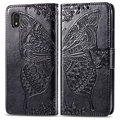 Coque Portefeuille Papillon Livre Cuir Etui Clapet pour Samsung Galaxy A21 SC-42A Noir