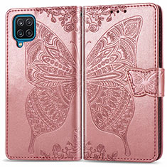 Coque Portefeuille Papillon Livre Cuir Etui Clapet pour Samsung Galaxy A22 4G Rose