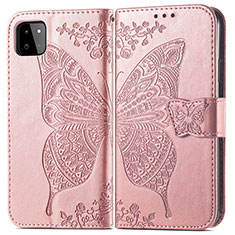 Coque Portefeuille Papillon Livre Cuir Etui Clapet pour Samsung Galaxy A22 5G Rose