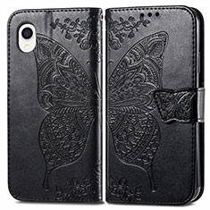 Coque Portefeuille Papillon Livre Cuir Etui Clapet pour Samsung Galaxy A22 5G SC-56B Noir