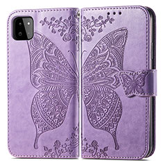 Coque Portefeuille Papillon Livre Cuir Etui Clapet pour Samsung Galaxy A22 5G Violet Clair