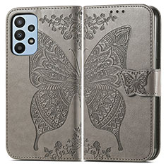 Coque Portefeuille Papillon Livre Cuir Etui Clapet pour Samsung Galaxy A23 5G Gris