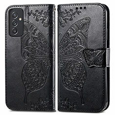 Coque Portefeuille Papillon Livre Cuir Etui Clapet pour Samsung Galaxy A24 4G Noir