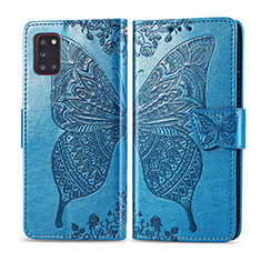 Coque Portefeuille Papillon Livre Cuir Etui Clapet pour Samsung Galaxy A31 Bleu