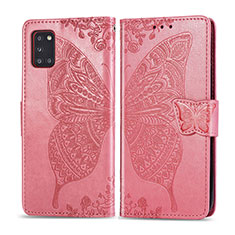 Coque Portefeuille Papillon Livre Cuir Etui Clapet pour Samsung Galaxy A31 Rose Rouge