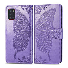 Coque Portefeuille Papillon Livre Cuir Etui Clapet pour Samsung Galaxy A31 Violet Clair